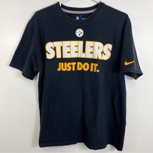 Nike NFL Pittsburgh Steelers Black "Steelers Just Do It" T-shirt Adult Size Lrg